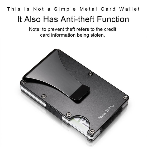 RFID Blocking Credit Card Holder, Aluminum Slim Wallet Money Clip, protect scanner theft