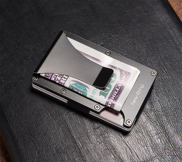 RFID Blocking Credit Card Holder, Aluminum Slim Wallet Money Clip, protect scanner theft
