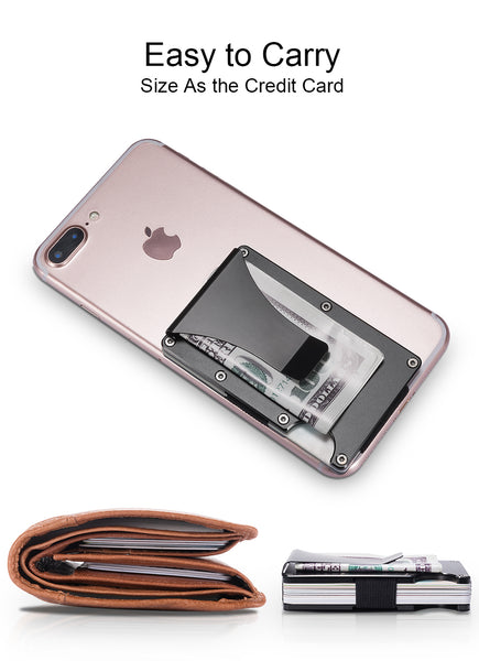 RFID Blocking Credit Card Holder, Aluminum Slim Wallet Money Clip, protect scanner theft