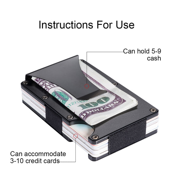 RFID Blocking Credit Card Holder, Aluminum Slim Wallet Money Clip, protect scanner theft