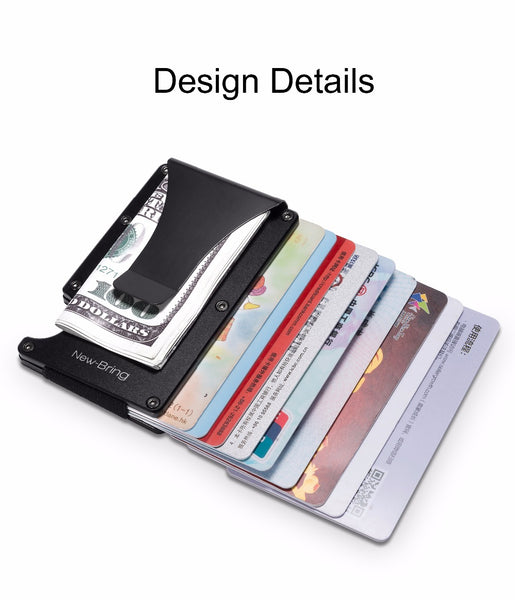 RFID Blocking Credit Card Holder, Aluminum Slim Wallet Money Clip, protect scanner theft