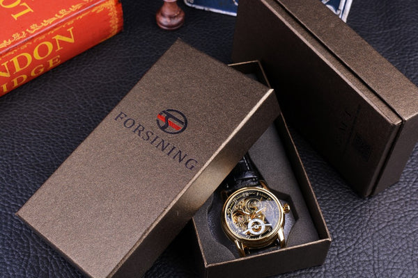 Mechanical Skeleton Men's Watches, Hollow Engraved Designer Watch - Casual Self-Winding