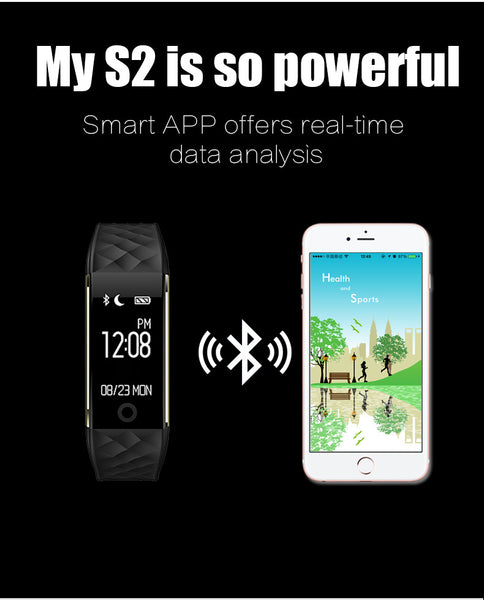 Smart Band S2:Heart Rate & Sleep Monitor,Activity Tracker,Step Counter,Waterproof Wristband