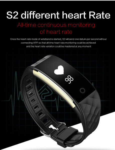 Smart Band S2:Heart Rate & Sleep Monitor,Activity Tracker,Step Counter,Waterproof Wristband