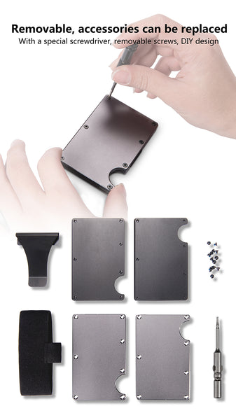 RFID Blocking Credit Card Holder, Aluminum Slim Wallet Money Clip, protect scanner theft