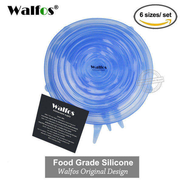 Silicone Stretch Lids (6 pack), Reusable, Durable & Expandable to Fit Various Sizes/ Shapes of Containers. Superior for Keeping Food Fresh, Dishwasher & Freezer Safe
