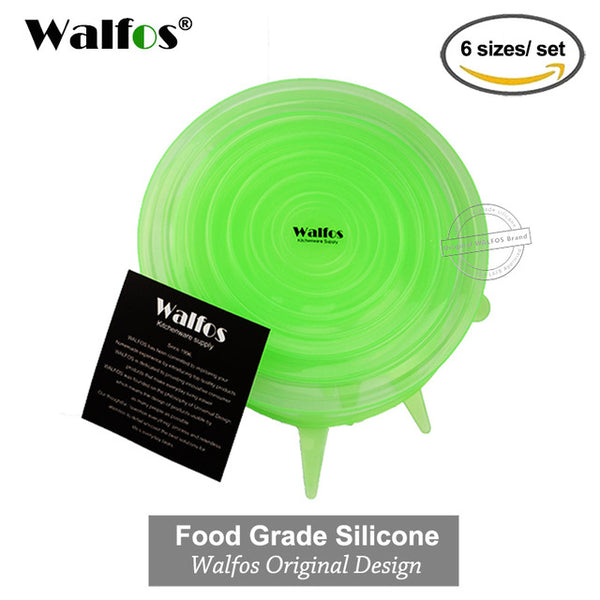 Silicone Stretch Lids (6 pack), Reusable, Durable & Expandable to Fit Various Sizes/ Shapes of Containers. Superior for Keeping Food Fresh, Dishwasher & Freezer Safe