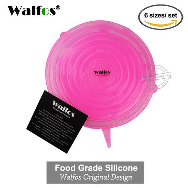 Silicone Stretch Lids (6 pack), Reusable, Durable & Expandable to Fit Various Sizes/ Shapes of Containers. Superior for Keeping Food Fresh, Dishwasher & Freezer Safe