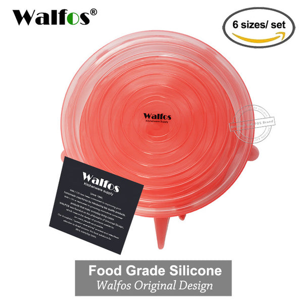 Silicone Stretch Lids (6 pack), Reusable, Durable & Expandable to Fit Various Sizes/ Shapes of Containers. Superior for Keeping Food Fresh, Dishwasher & Freezer Safe