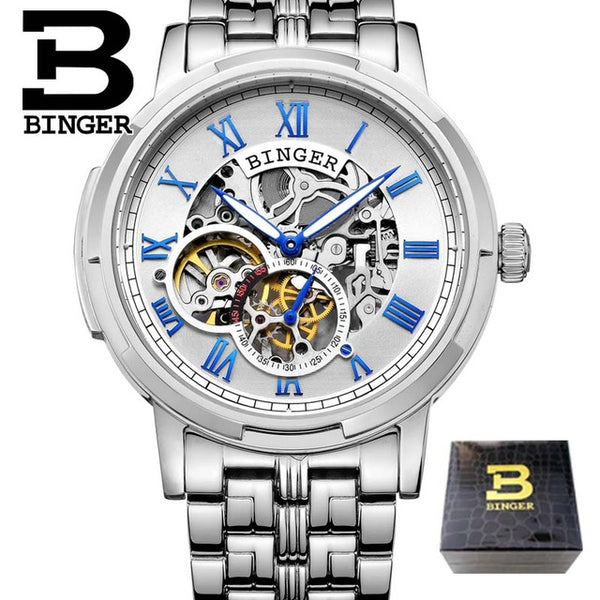 Mechanical Luxury Skeleton Men's Watches, Stainless steel, 3ATM water protection - Automatic Self-Winding