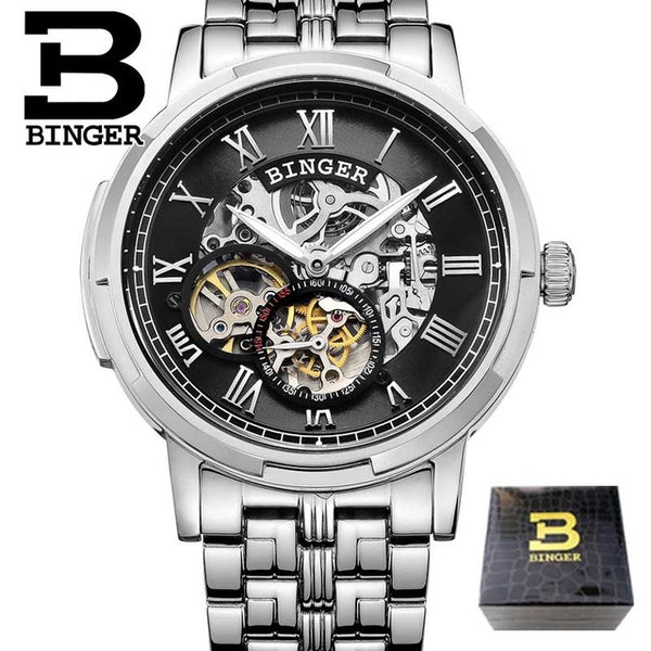 Mechanical Luxury Skeleton Men's Watches, Stainless steel, 3ATM water protection - Automatic Self-Winding