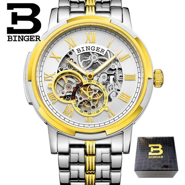 Mechanical Luxury Skeleton Men's Watches, Stainless steel, 3ATM water protection - Automatic Self-Winding