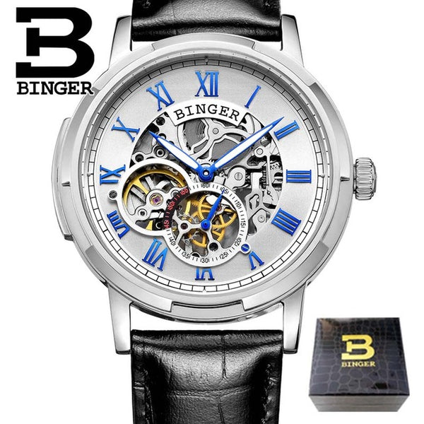 Mechanical Luxury Skeleton Men's Watches, Stainless steel, 3ATM water protection - Automatic Self-Winding