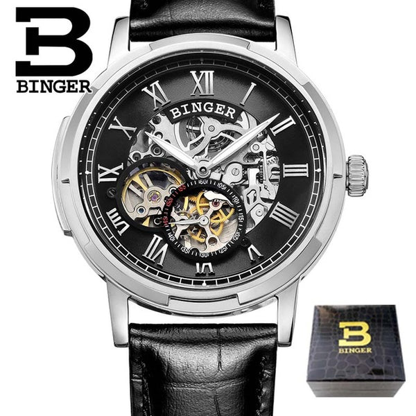 Mechanical Luxury Skeleton Men's Watches, Stainless steel, 3ATM water protection - Automatic Self-Winding