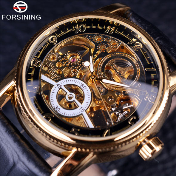 Mechanical Skeleton Men's Watches, Hollow Engraved Designer Watch - Casual Self-Winding