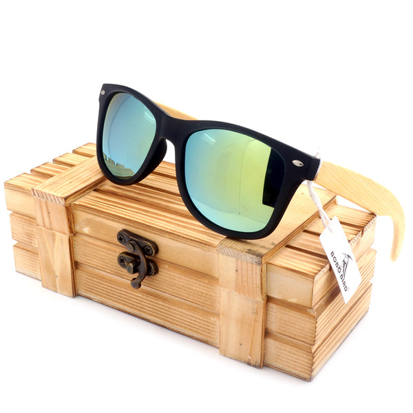 Polarized Wooden Sunglasses for Men & Women 2017-Dark frame, Handmade Bamboo,UV