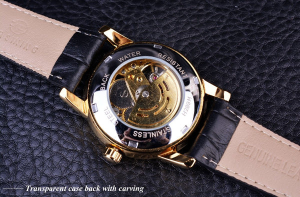 Mechanical Skeleton Men's Watches, Hollow Engraved Designer Watch - Casual Self-Winding